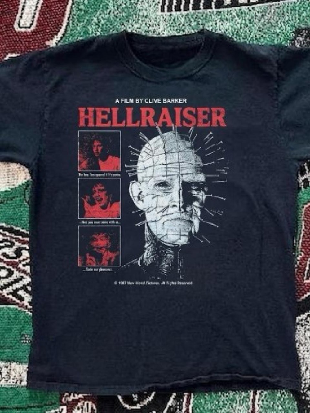 Gildan Black Hellraiser Graphic Tee with Red & White Print